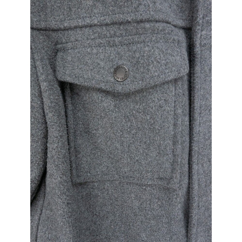 Levis Jacket Mens Large Gray Hooded Zipped Quilt Lined Wool Blend Field Military - Picture 9 of 16